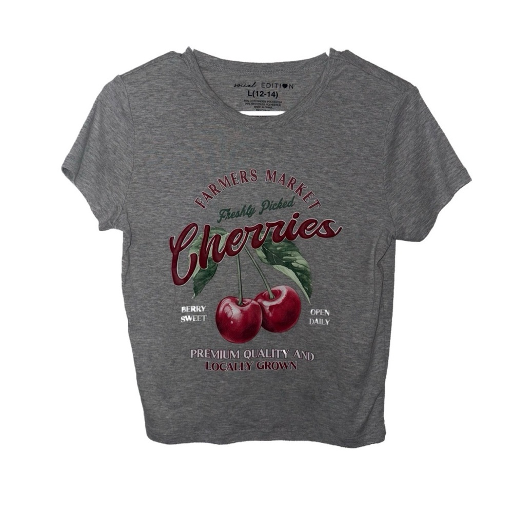 Gray Farmers Market Cherries Kids T-Shirt